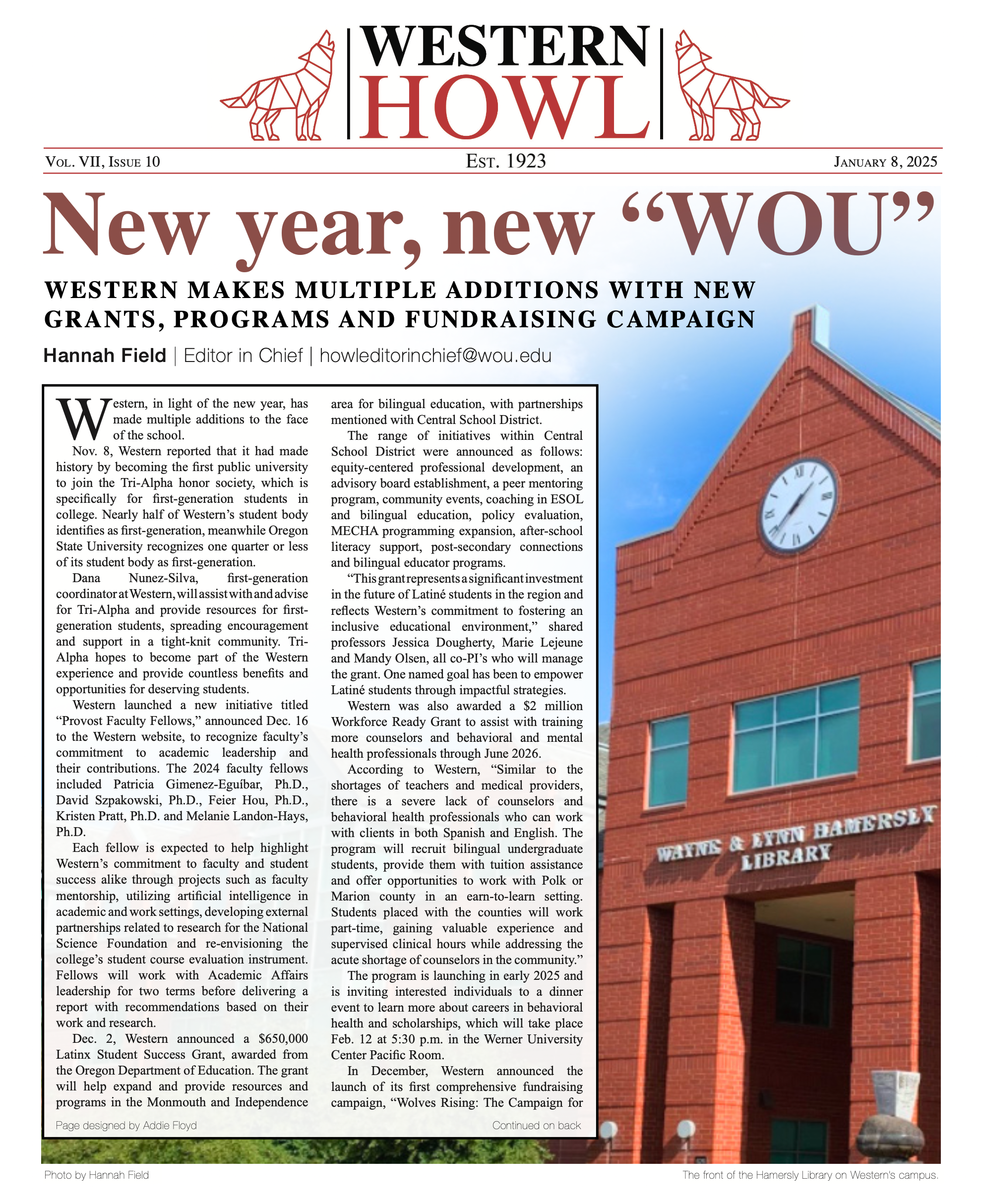Western Howl Vol. VII, Issue 10 - January 8, 2025
