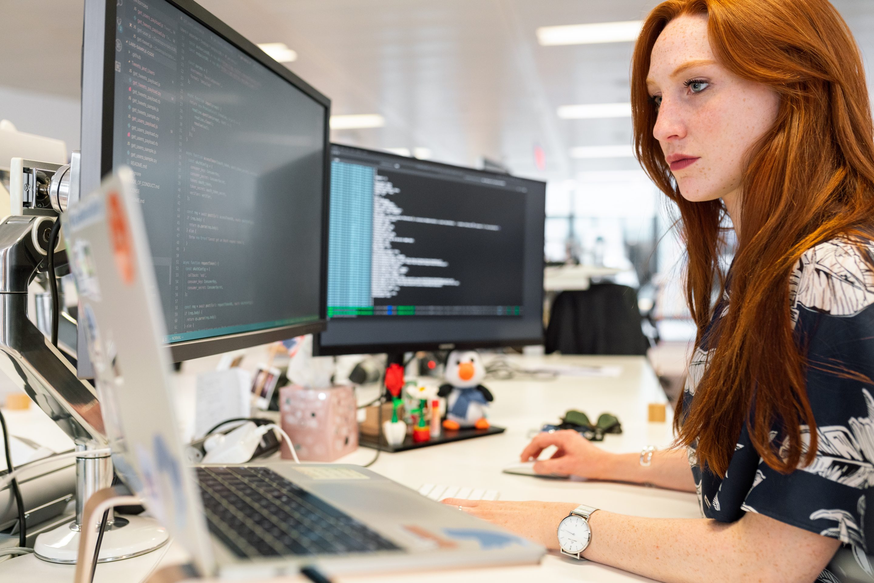 Image of woman working on computer